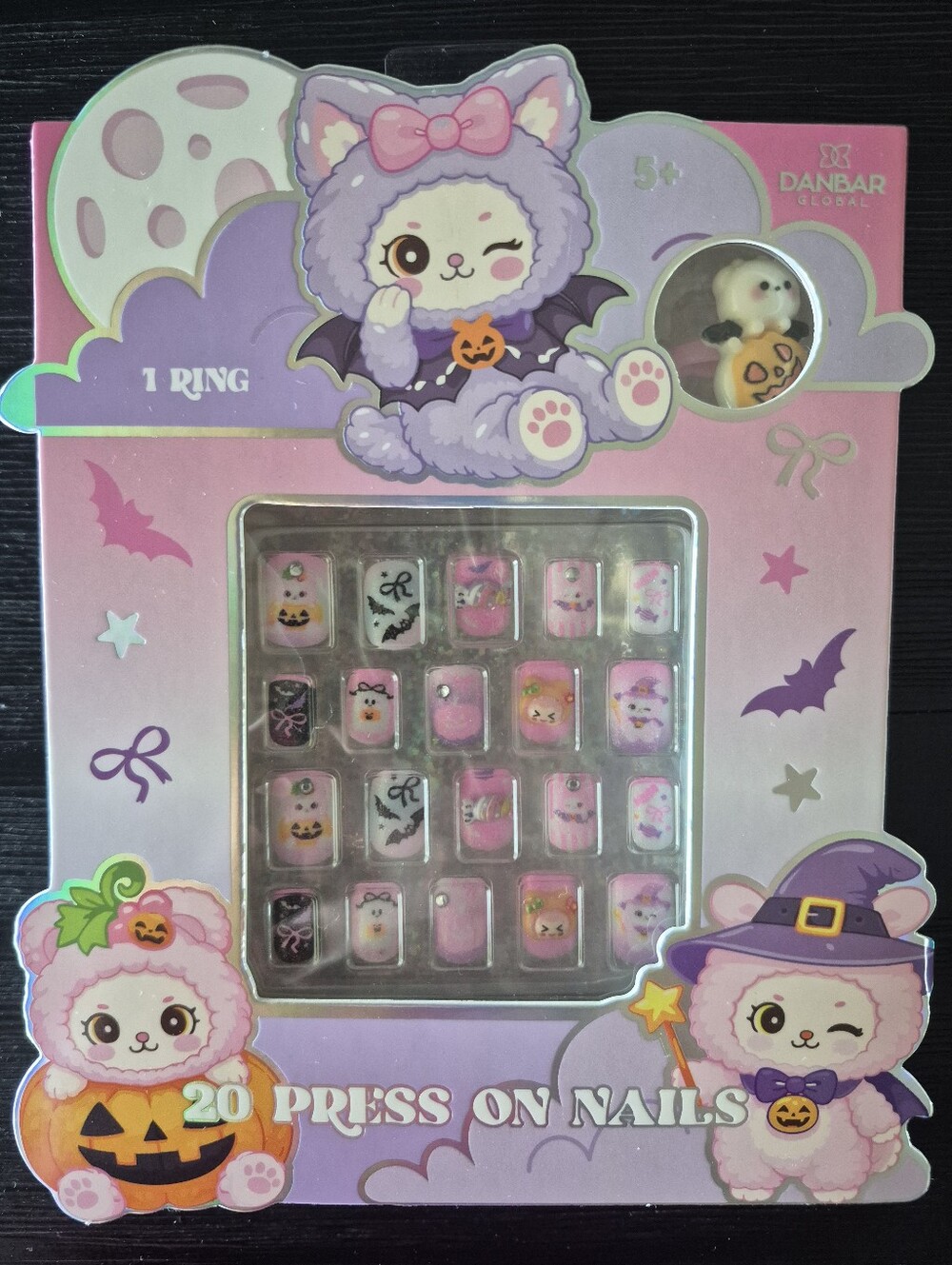 Pink Halloween Kids Press-On Nails - 20 Pack